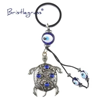 bristlegrass turkish blue evil eye retro turtle tortoise key chain ring holder keychain amulet lucky charm blessing pendant gift