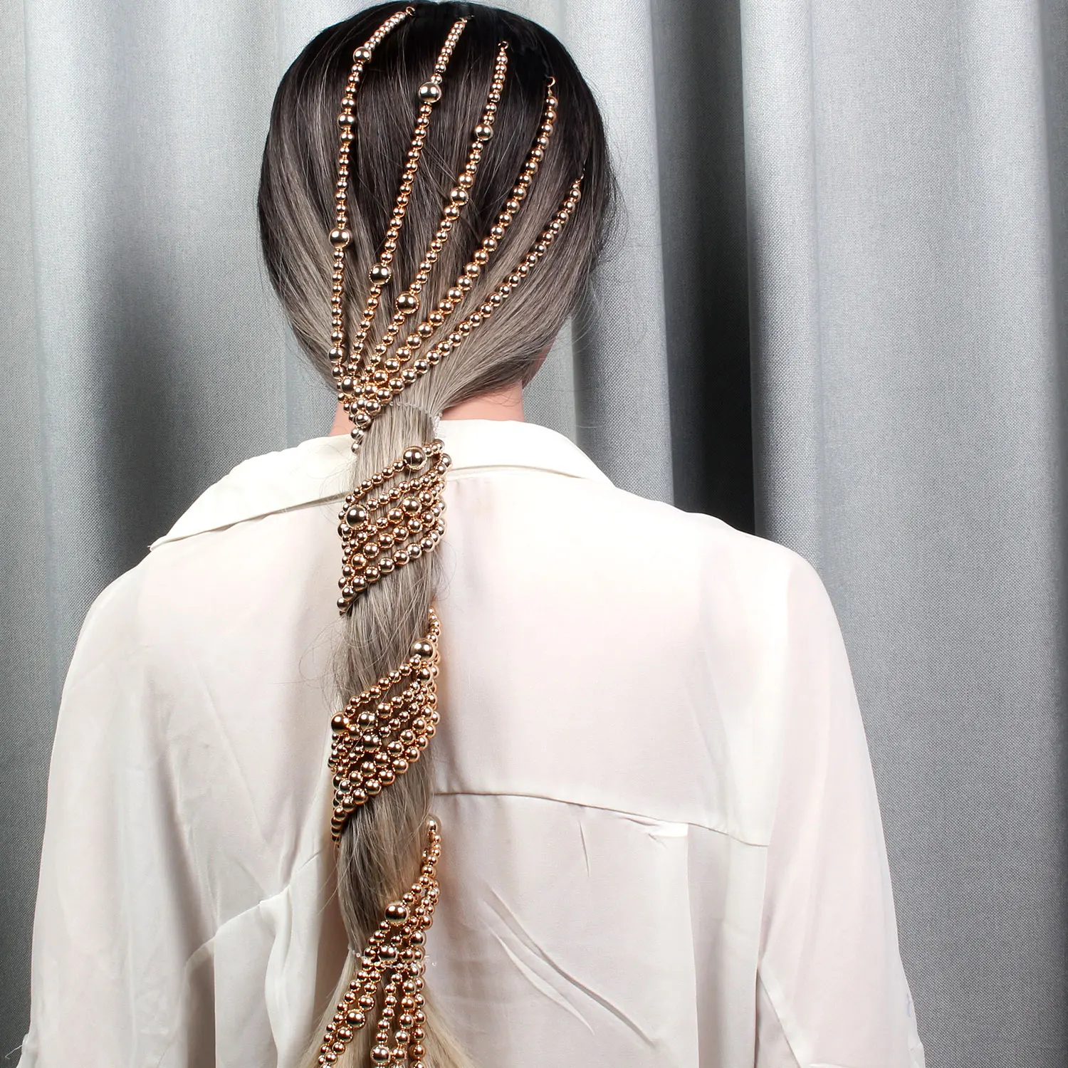 Модная Золотая жемчужная цепочка для волос хип-хоп заколка украшение бар