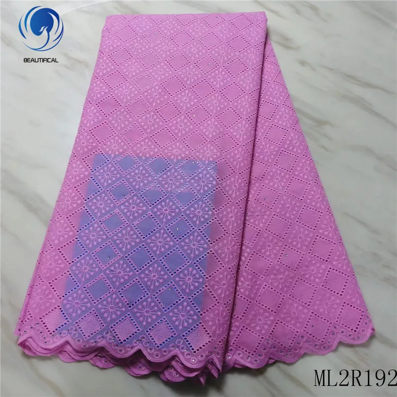 

BEAUTIFICAL african cotton fabrics wholesale price 100%Cotton swiss lace fabric 5yards nigerian dry cotton lace ML2R192