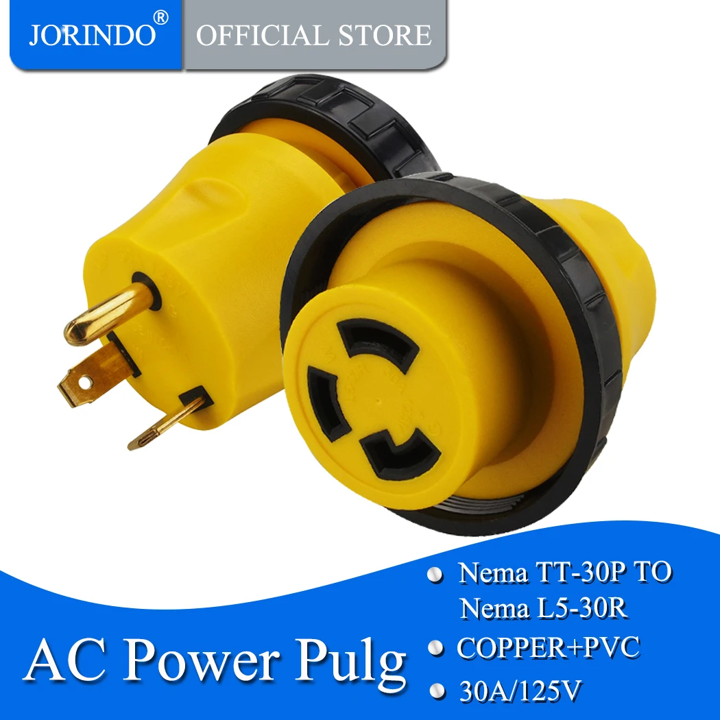 Jorinдо [TT-30P to L5-30R] Plugrand адаптер для генератора RV 30Amp TT-30P L5-30R 3-Prong блокировки |