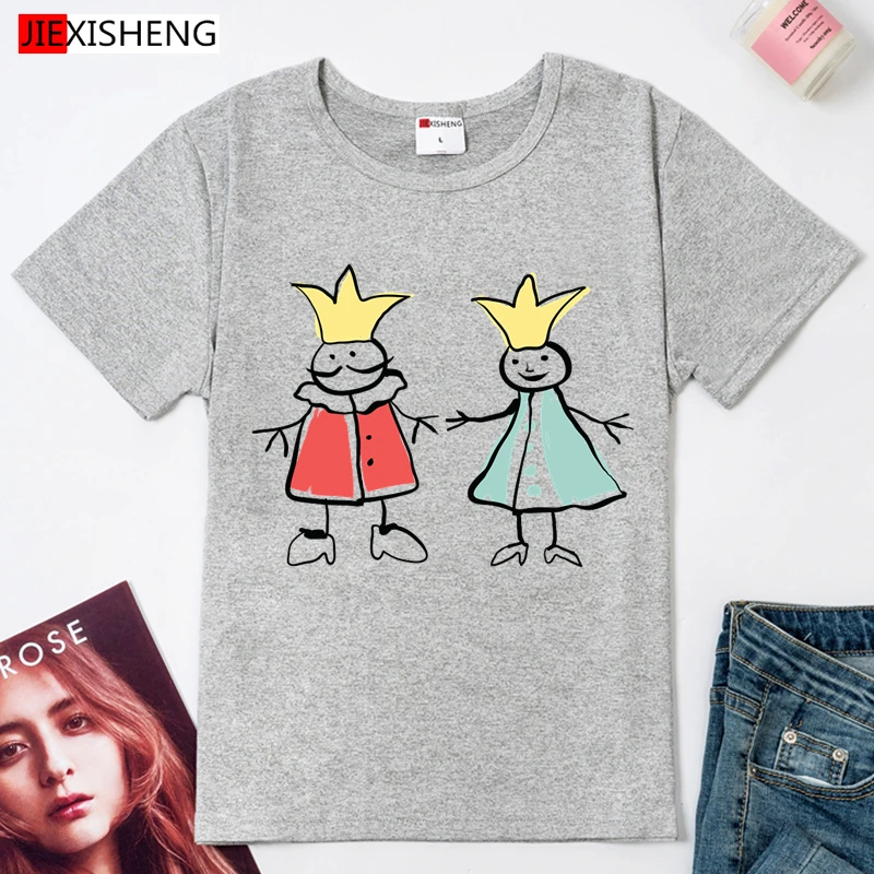Женская футболка с коротким рукавом и принтом король королева милая летняя