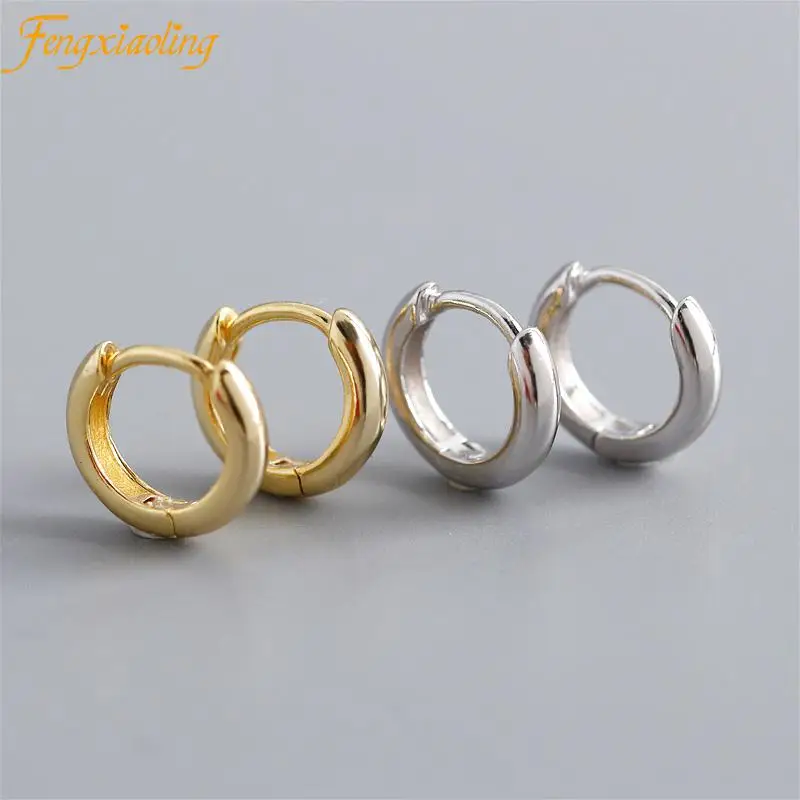 

100% Real 925 Sterling Silver Minimalism Circle Hoop Earrings Golden Earrings Making Fine Jewelry Gift Wedding Party Engagement