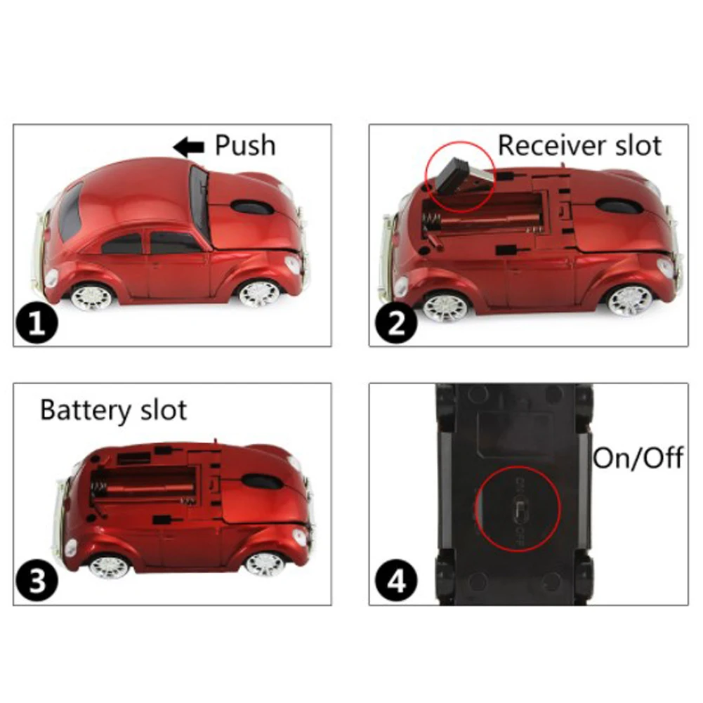 

Mini Wireless Gaming Mouse Car Design Computer USB Mouse Laptops PCs Wireless Mouse
