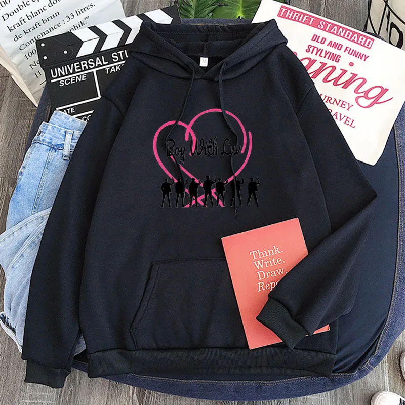 

K Pop Kpop K-pop Clothes Boys Boy with Luv Hiphop Korean Style Streetwear Hoodie Sweatshirts Pullovers Women Kawaii Hooded Tops