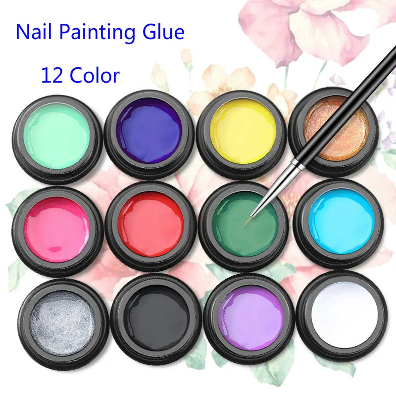 Новый клей для рисования ногтей японский консервированный 12 цветов магазин