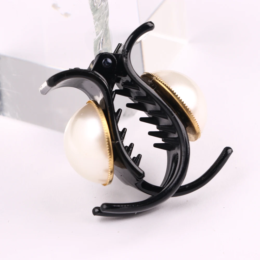 Заколка для волос миниатюрная черная с жемчугом | Красота и здоровье