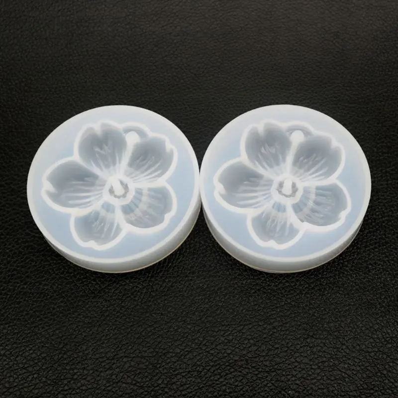 

DIY Crystal Epoxy Cherry Blossoms Mold Handmade Mirror Pendant with Hole Silicone Mould