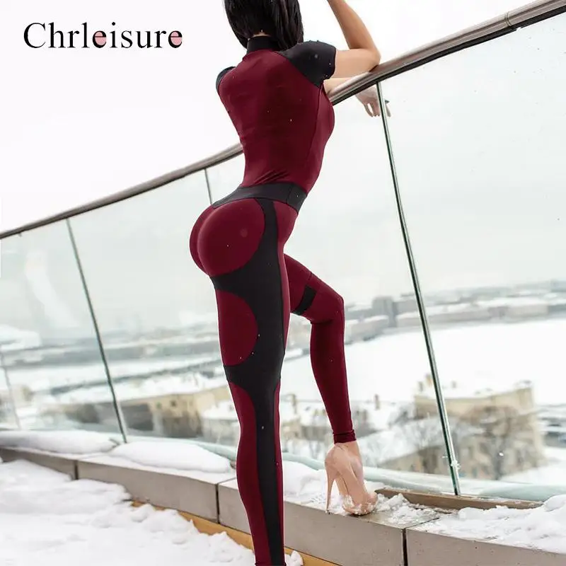 

Push Up Sports Fitness Rompers Women 2019 New Active Wear Casual Zipper Patchwork Bodysuit Short Sleeve Jumpsuits