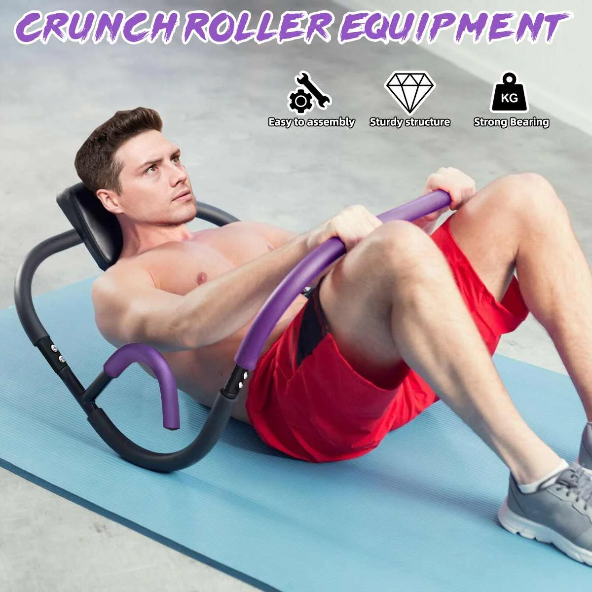 100KG/220Lbs Crunch Ab Roller Abdominal Muscle Stimulator Machine Exercise Body Shaper Home Gym Trainer Fitness Equipment