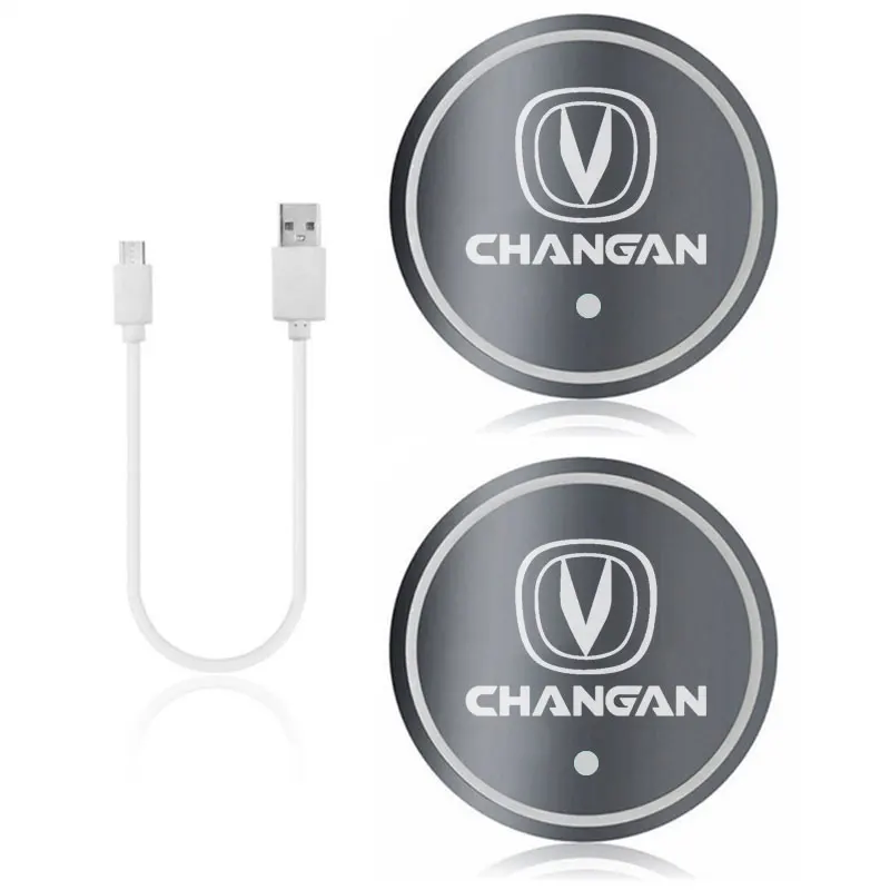 

2pcs Led Lights Car Badge Cup Coaster Luminous Coaster Water Cup Bottle Holder For Changan CS35 CS75 CS85 CS95 CS15 CS55