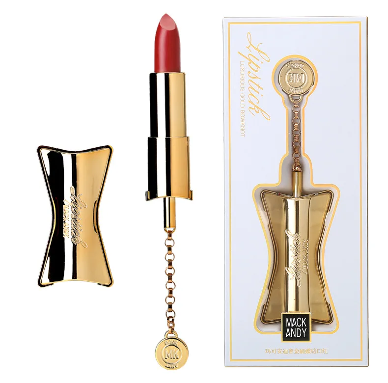 Матовая губная помада с золотым бантом 6 цветов водостойкий макияж бархатный