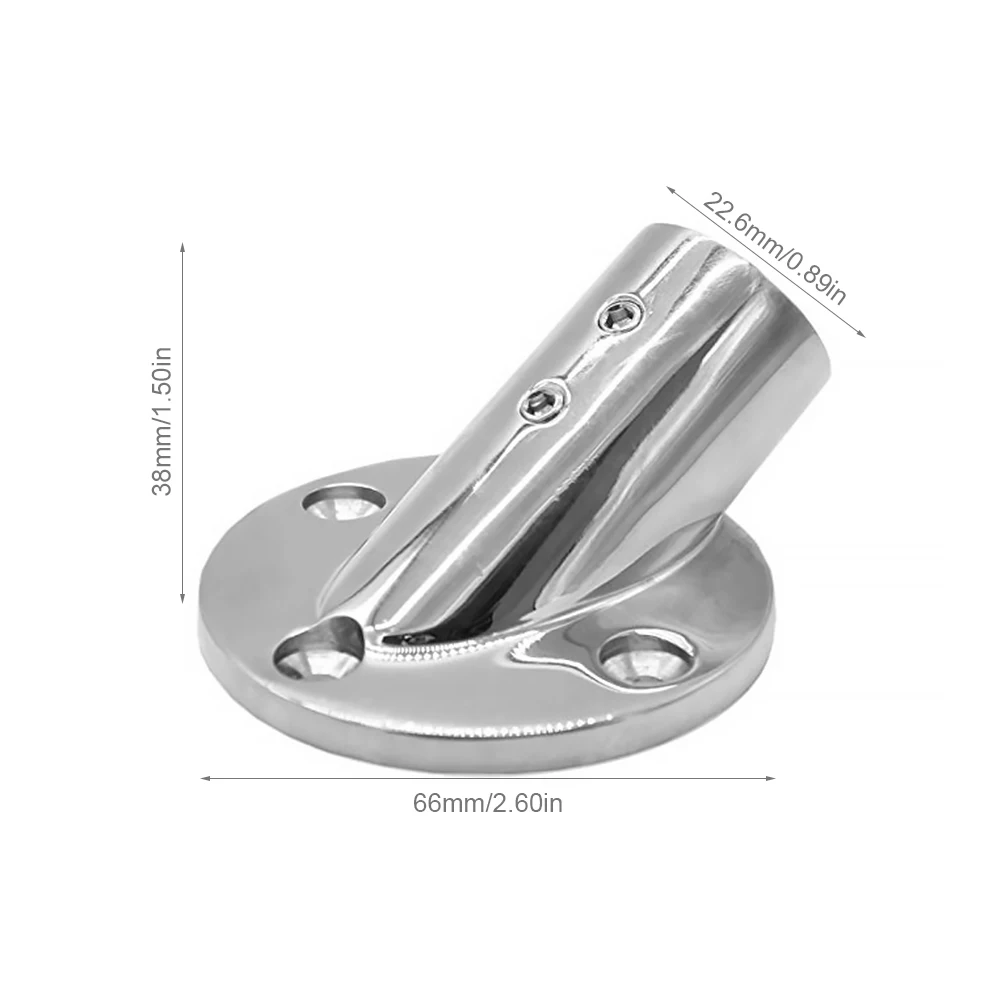 

22MM 30 Degree Boat Deck Handrail Rail Fitting Round Base 316 Stainless Steel Corrosion Resistant Embedded Deck Tube 7/8 Inch
