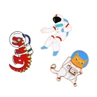 Брошь Вселенная, космос, астронавт, кошка, динозавр, эмалированные булавки для женщин, мужчин, детей, ювелирные изделия, модные куртки, Металлические Булавки, значки, подарок