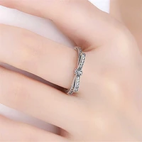 fashion womens lovely bow ring female crystal stone girl ring size 6 9 original jewelry