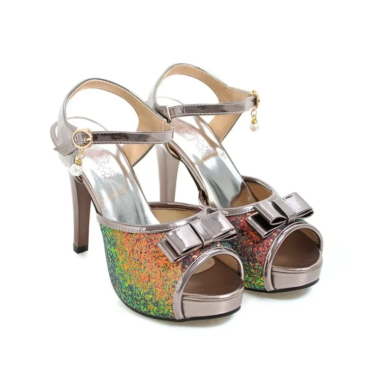 Сандалии женские на платформе босоножки с пайетками бабочками и открытым носком