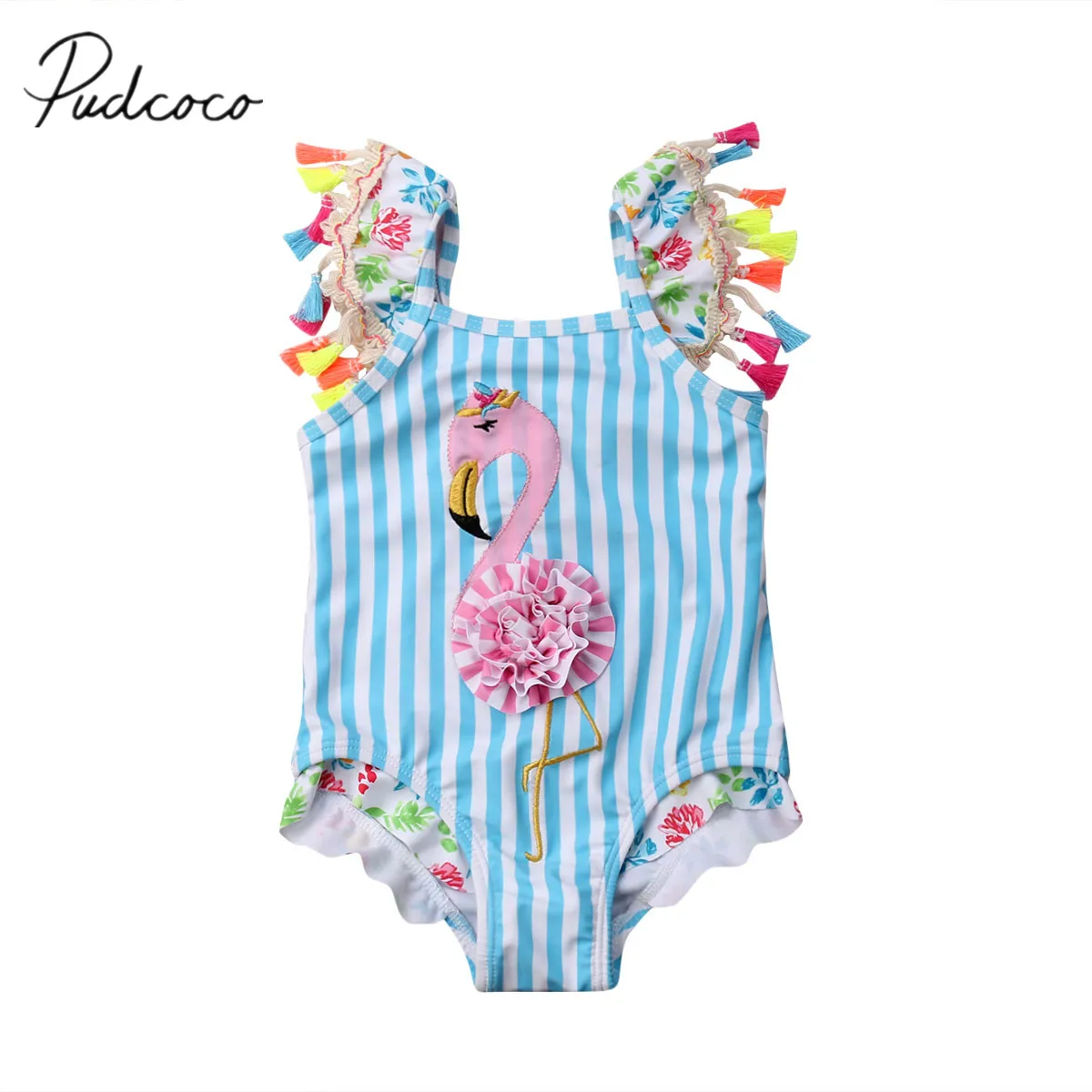 

Pudcoco Toddler Kids Baby Girls Tassel Flamingo Bikini Swimwear Swimsuit Bathing Swimming Beachwear