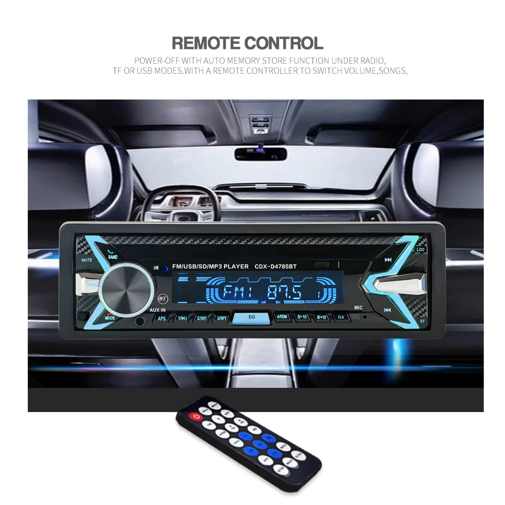 12 в 1 Din Bluetooth Автомагнитола аудио стерео MP3 плеер 7 цветов светильник Передняя съемная Панель Поддержка SD/FM/AUX/USB