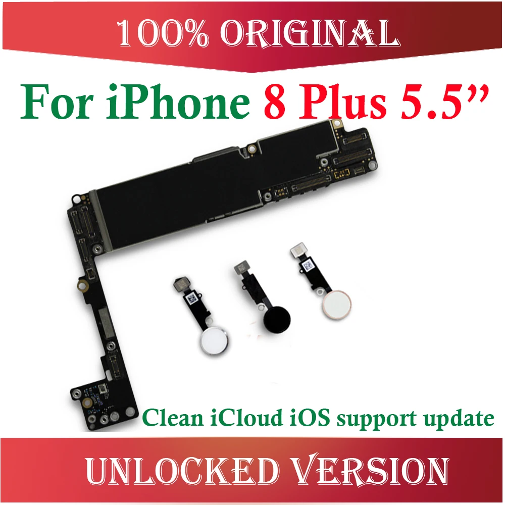 Оригинальная материнская плата для iPhone 8 Plus без Touch ID для iPhone 8 5,5 дюймов ремонт разблокированный icloud