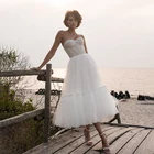 Очаровательное милое ТРАПЕЦИЕВИДНОЕ пляжное свадебное платье без бретелек сексуальное платье халат элегантное банкетное платье свадебное платье