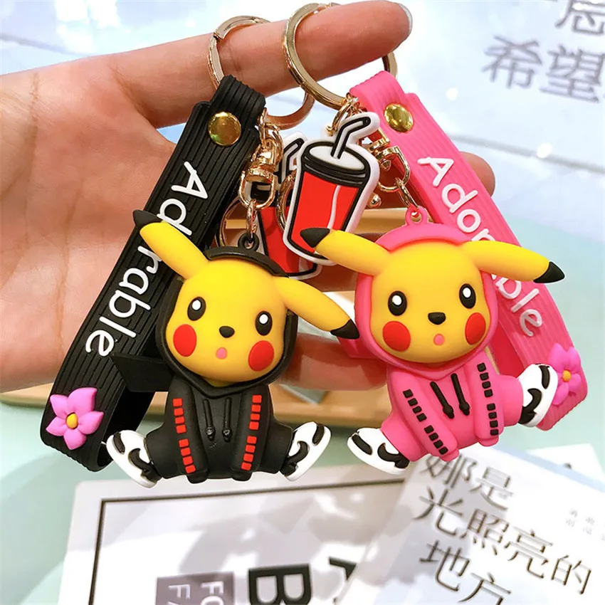 

Брелок для ключей TAKARA TOMY Kawaii, фигурка героя мультфильма Пикачу, брелок для автомобиля, сумка, подвеска, подарки на Рождество, день рождения, и...