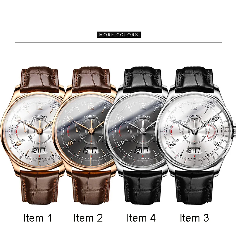 Швейцарские часы LOBINNI для мужчин японские автоматические механические MIYOTA 9122 с