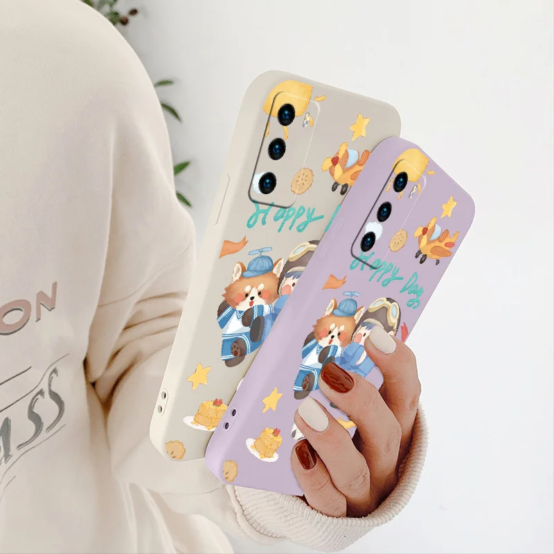 

Boy And Bear Square Silicone Case For Huawei P40 P50 P30 P20 Pro Lite Mate 40 30 20 Pro Lite Nova 5t Y7A Soft Phone Cover Case