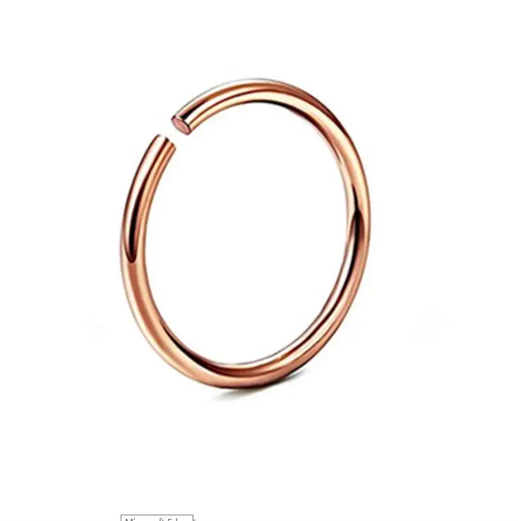 Rose Gold 1PC Steel Fake Nose Ring Labret Lip Ring C Clip Lip Helix Piercing Tragus Rose Gold Faux Septum Rings Hoop Neus Piercing Jewelry - Окраска металла: Rose Gold