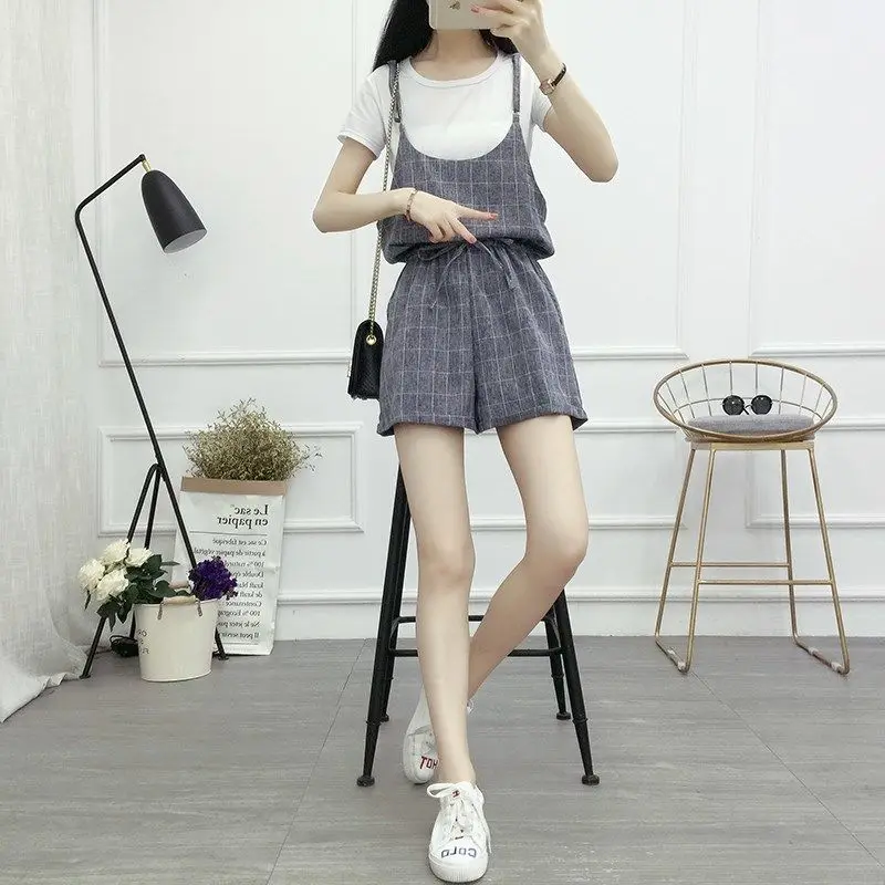 

Women 2021 Summer New Fashion Two-piece Suits Female Short-sleeved O-neck Pullover Shirts Tops Ladies Loose Shorts Sets K18