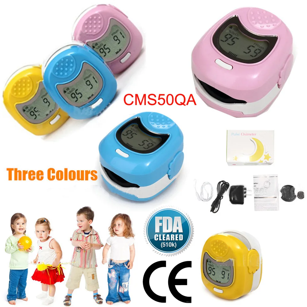 

CMS50QA Pediatric Mini Fingertip Pulse Oximeter OLED Blood Oxygen Spo2 PR Heart Rate Monitor For Children Kids Pink Yellow Blue