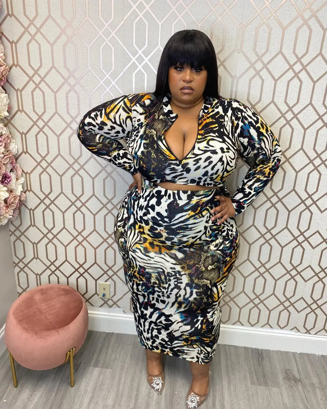 

Zoctuo 2 Pieces Set For Women Long Sleeve Print Spring Autumn Two Piece Set Fashion Elegant Party Club Plus Size Two Piece Set