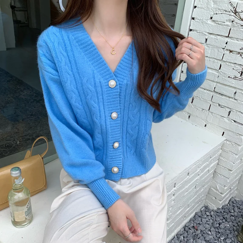 Unif Cardigan V Neck Long Sleeved Sweater For Women Winter 2021 New Knitted Loose Thin Top Jum |