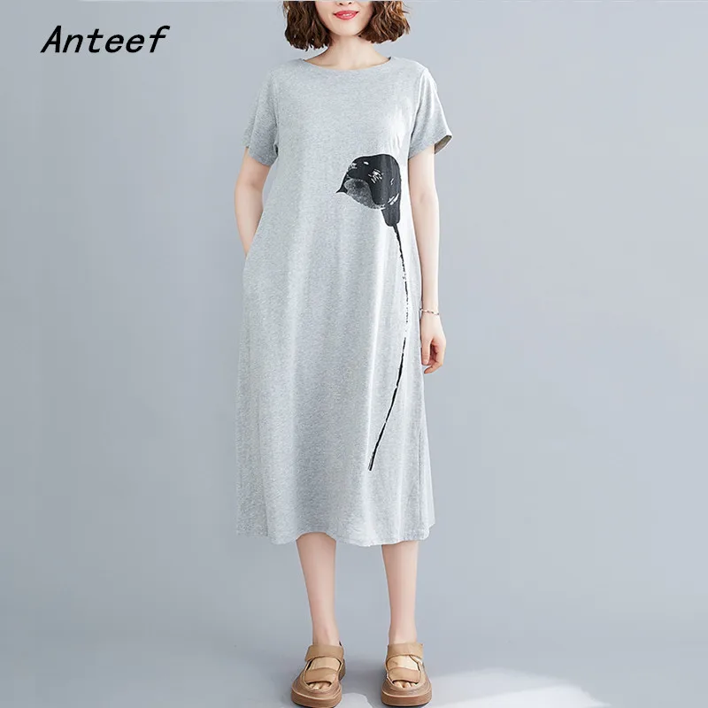 

short sleeve cotton vintage floral dresses foral women casual loose midi woman summer dress elegant clothes 2021