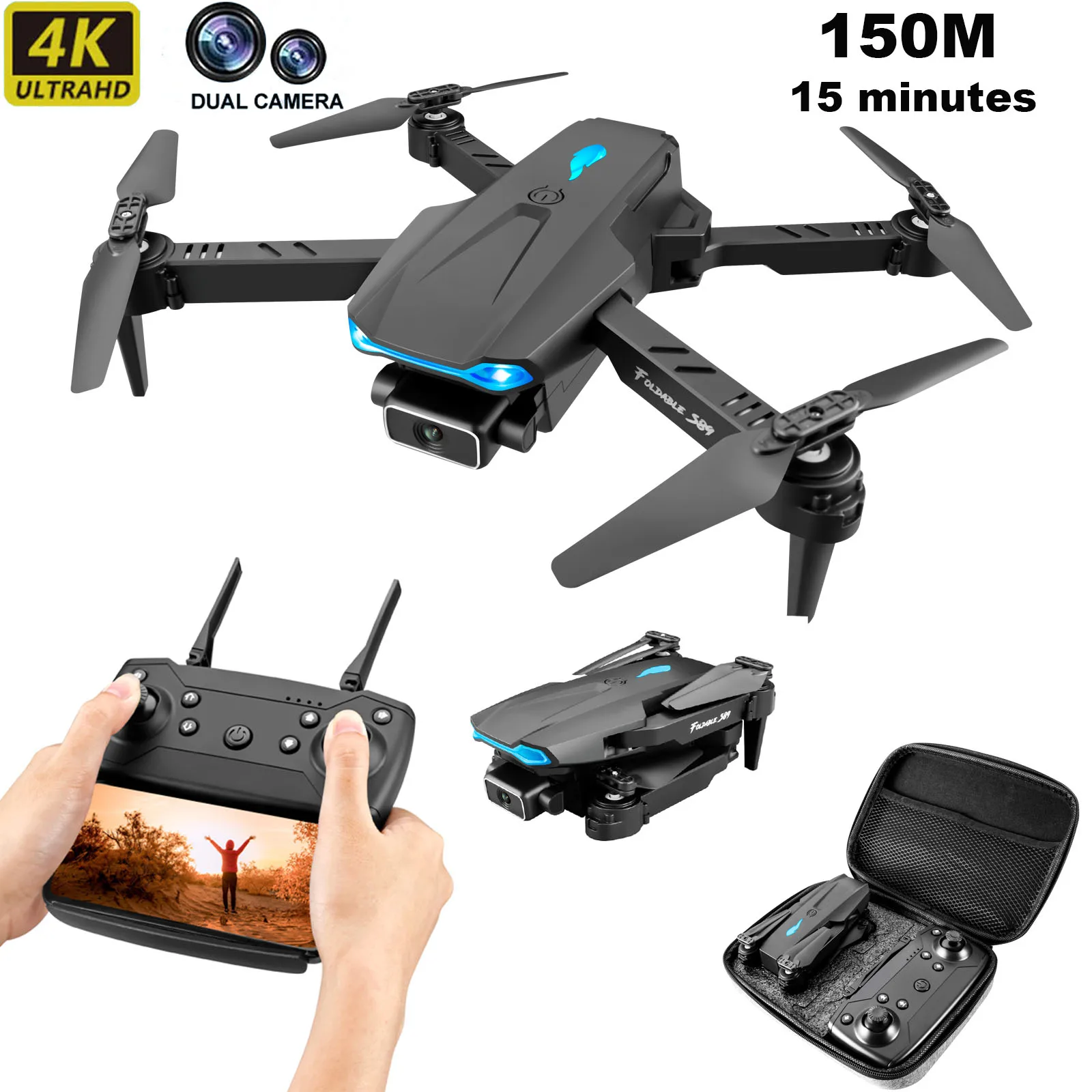 

S89 New Fesional Mini Drone 4K Pro HD Dual Camera WiFi Fpv Drones Height Preservation Foldable Rc Helicopters Quadcopter Toys