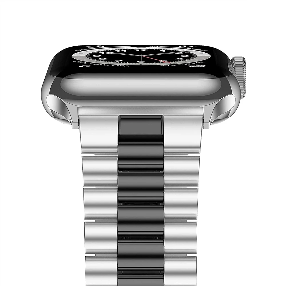 

Роскошный ремешок для Apple Watch, 7, 41 мм, 45 мм, браслет из нержавеющей стали для iwatch 7, 6, 5, 3, 40, 44 мм, Ремешки для наручных часов