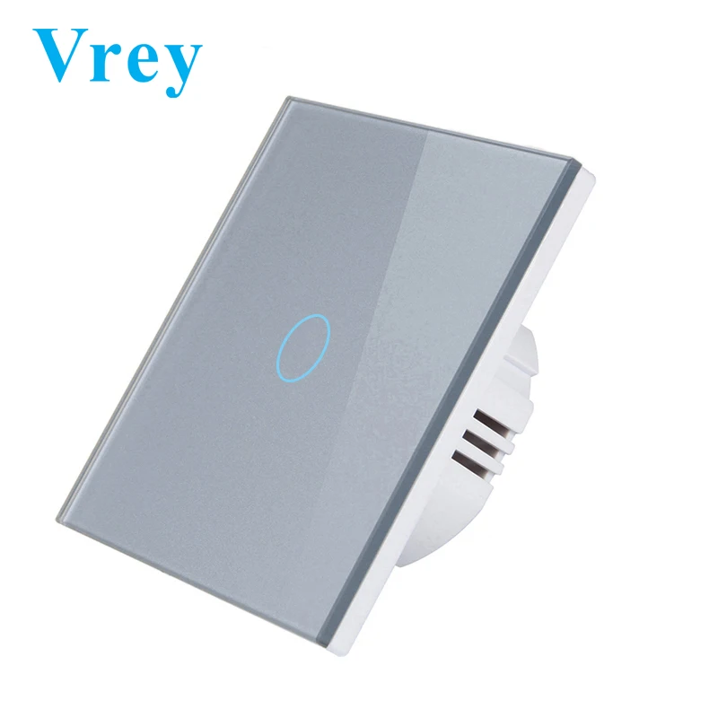 VR-TS-01 Gray Vrey ЕС стандартный сенсорный выключатель, прерыватель сенсорный выключатель, 1 банда 1 способ, AC110-220V выключатель света, настенный сенсорный выключатель - Цвет: VR-TS-01 Gray