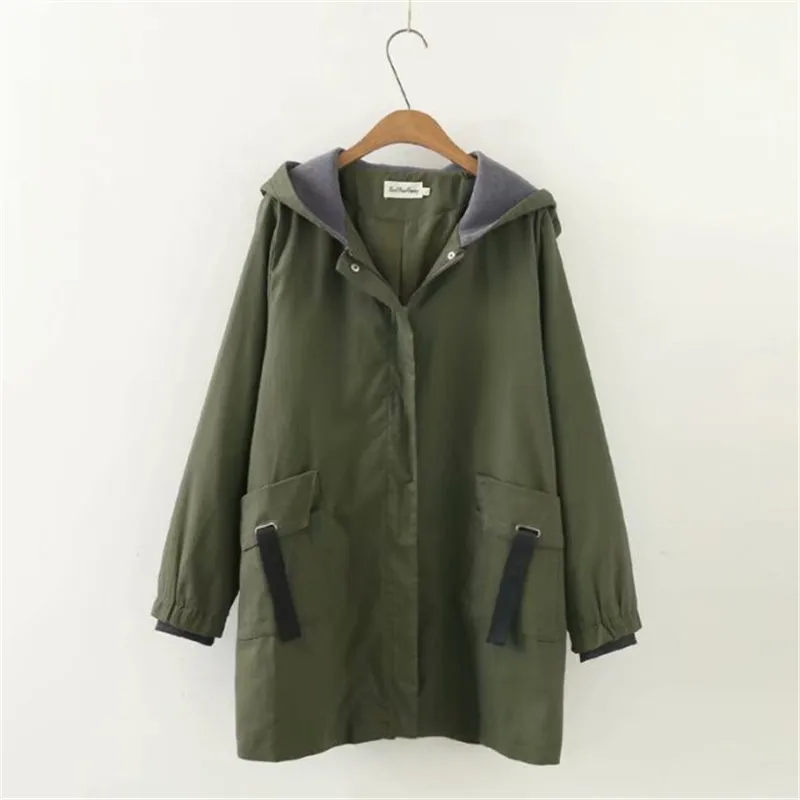 Женский Длинный плащ ArmyGreen Повседневная ветровка с длинным рукавом верхняя