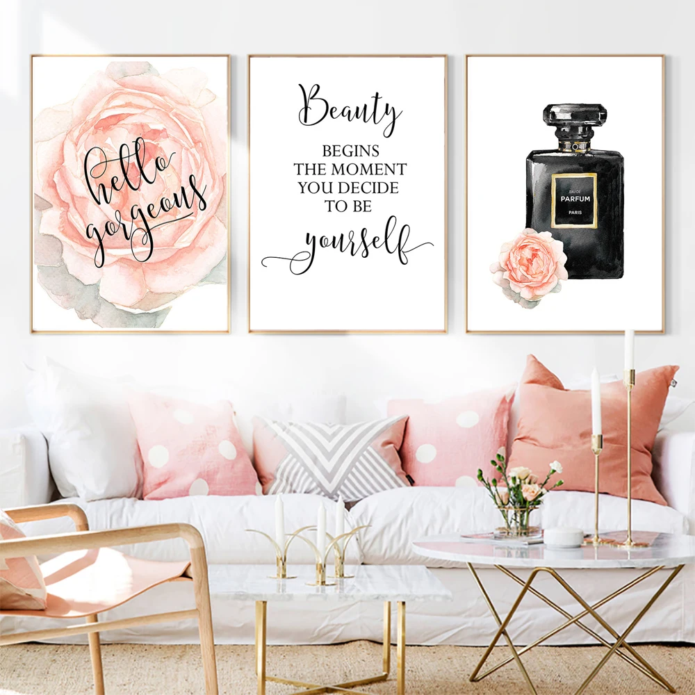 Картина на стену без рамки холст постеры и принты скандинавские розы духи цитата