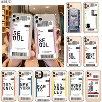 world city simple travel ticket label phone case for iphone 13 12 11 pro xs max 7 8 6 6s plus x xr se2020 soft tpu back cover
