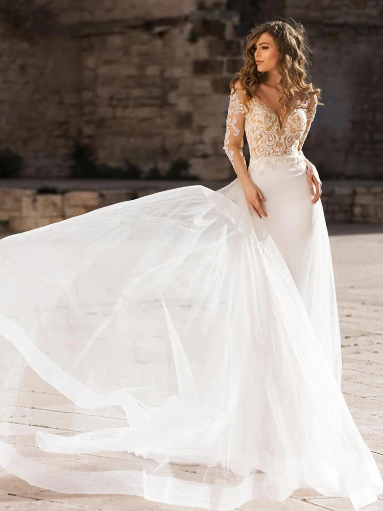 

YILIBER New Simple Wedding Dress Backless Sleeveless Design Chiffon Lace Bride Dresses Princess Dress Plus Size Tailor-made