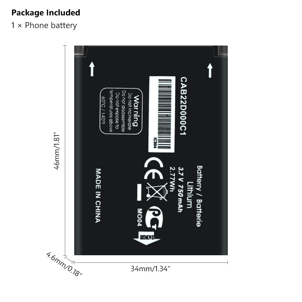 750 мА/ч CAB22B0000C1 CAB3010010C1 Батарея для ALCATEL One Touch OT 2010 2010D 2010X 356 665X 1010D 1030D 2012D