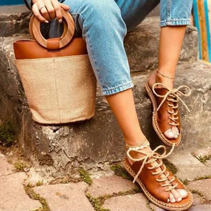 Бандажные летние Слиперы на платформе женские кожаные шлепанцы шнуровке уличные