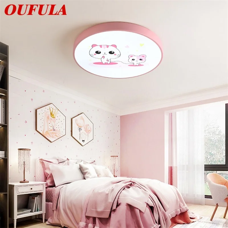 

Детская потолочная лампа OUFULA, мультяшная современная мода, подходит для детской комнаты, спальни, детского сада