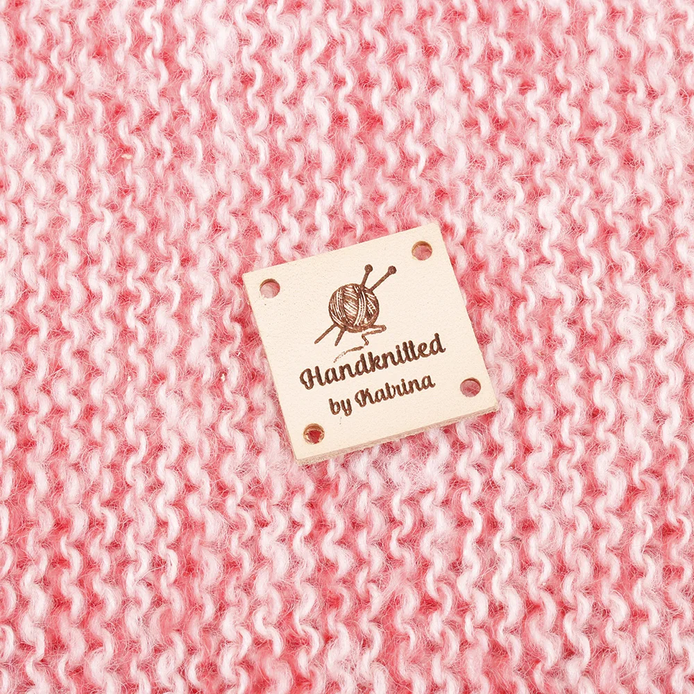 

Leather Tags, personalized tags, knit labels, Custom Name, Knitting Tags For Hats , Washable, Business Name (PB1730)
