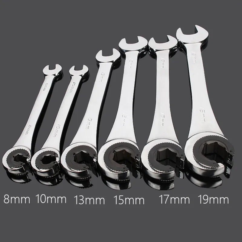 

1pc 8-19mm Tubing Ratchet Wrench Spanner Combination Wrench Flex-head Metric Oil Flexible Open End Wrenches Tools