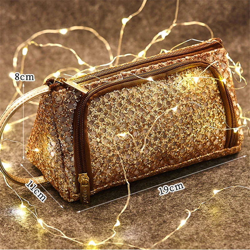 Большой кожаный черный пенал школьная роскошная сумка для карандашей косметичка