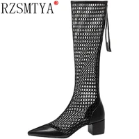 women sandals boots 2021 summer new gladiator zipper mesh breathable med heels fashion boots designer shoe women