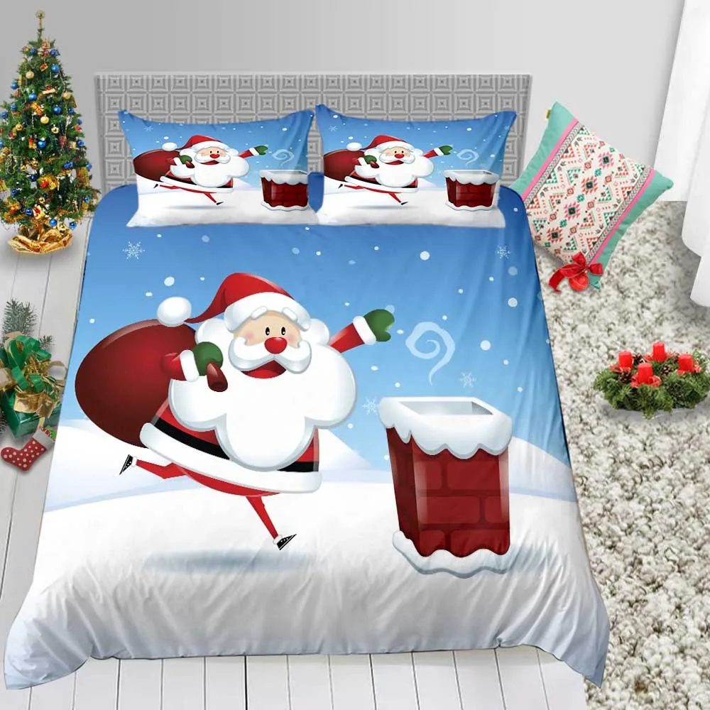 4 Merry Christmas Санта Клаус постельное белье высокого качества пододеяльник один Твин Полный queen King Размер праздничные подарки простыня - Цвет: 4