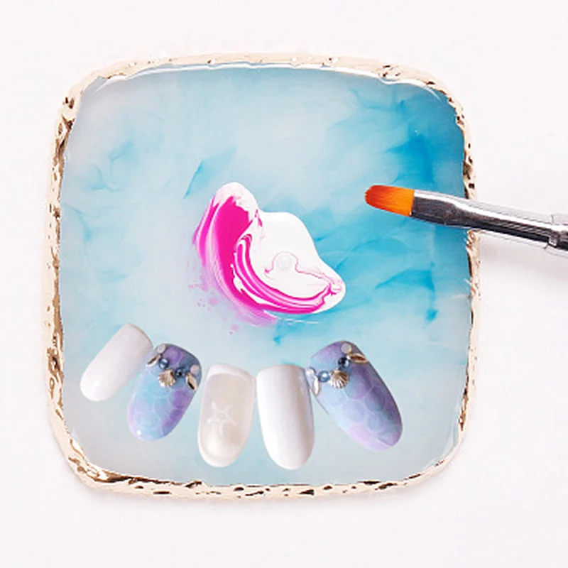 

Natural Square Nail Art Gel Polish Plate Painting Palette Polished Display Stand Board Nail Art Practice Tool Photo Shoot Props