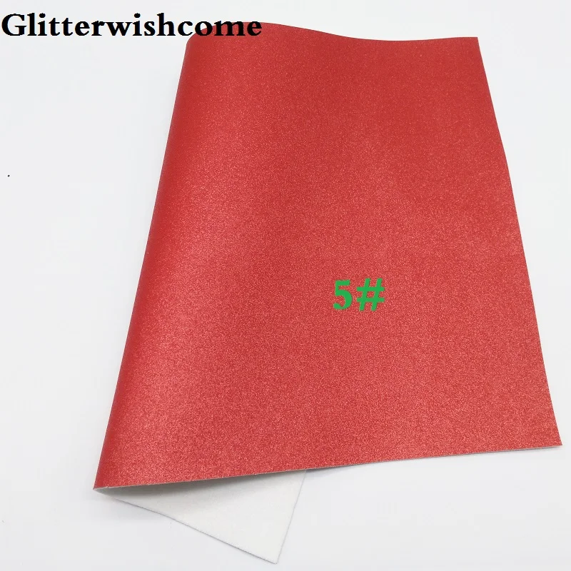 5 Glitterwishcome 30X134CM Mini Roll Sparkle Synthetic Leather, Metallic Leather, Faux PU Leather fabric Vinyl for Bows, GM051 - Цвет: 5