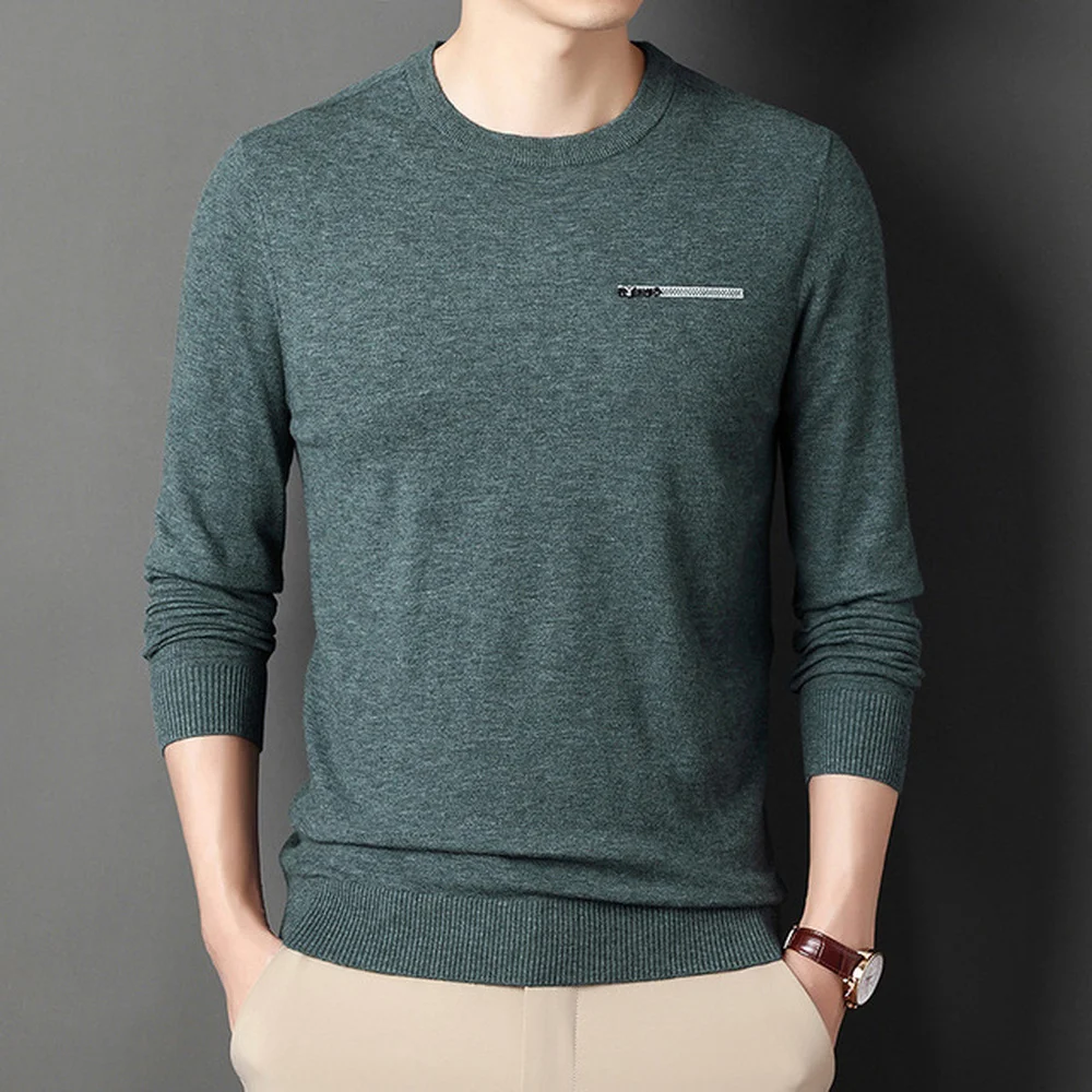 ERIDANUS осенний свитер с круглым вырезом для молодых мужчин модная простая нижняя